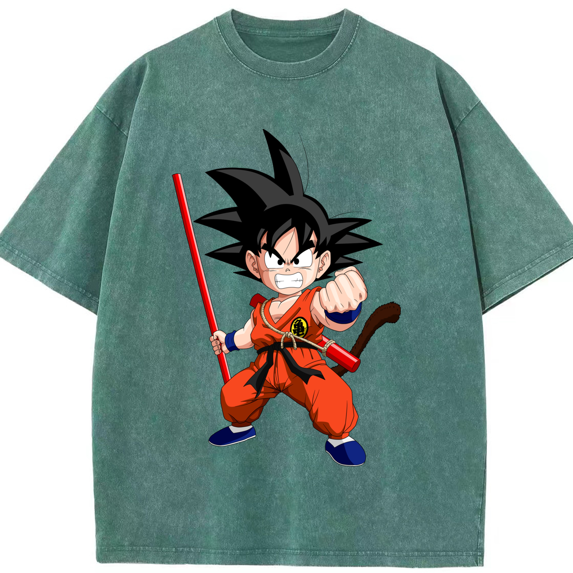 （画像用） ドラゴンボール 孫悟空（そん ごくう）Son Goku カカロット DRAGON BALL Kakarotto 綿100% ヴィンテージ風 半袖Tシャツ（フロントプリント）